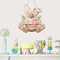 Easter Decorations Door Hanging Sign Wreath Happy Easter Bunny Ear Flowers Wooden Door Sign Welcome Seasonal Spring Easter Wreath Sign for Easter Tree, Door, Wall, Party Supplies